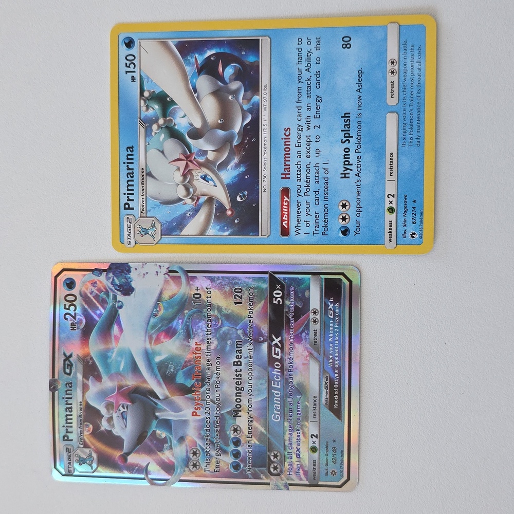 Pokemon Primarina GX And Primarina Trading Card